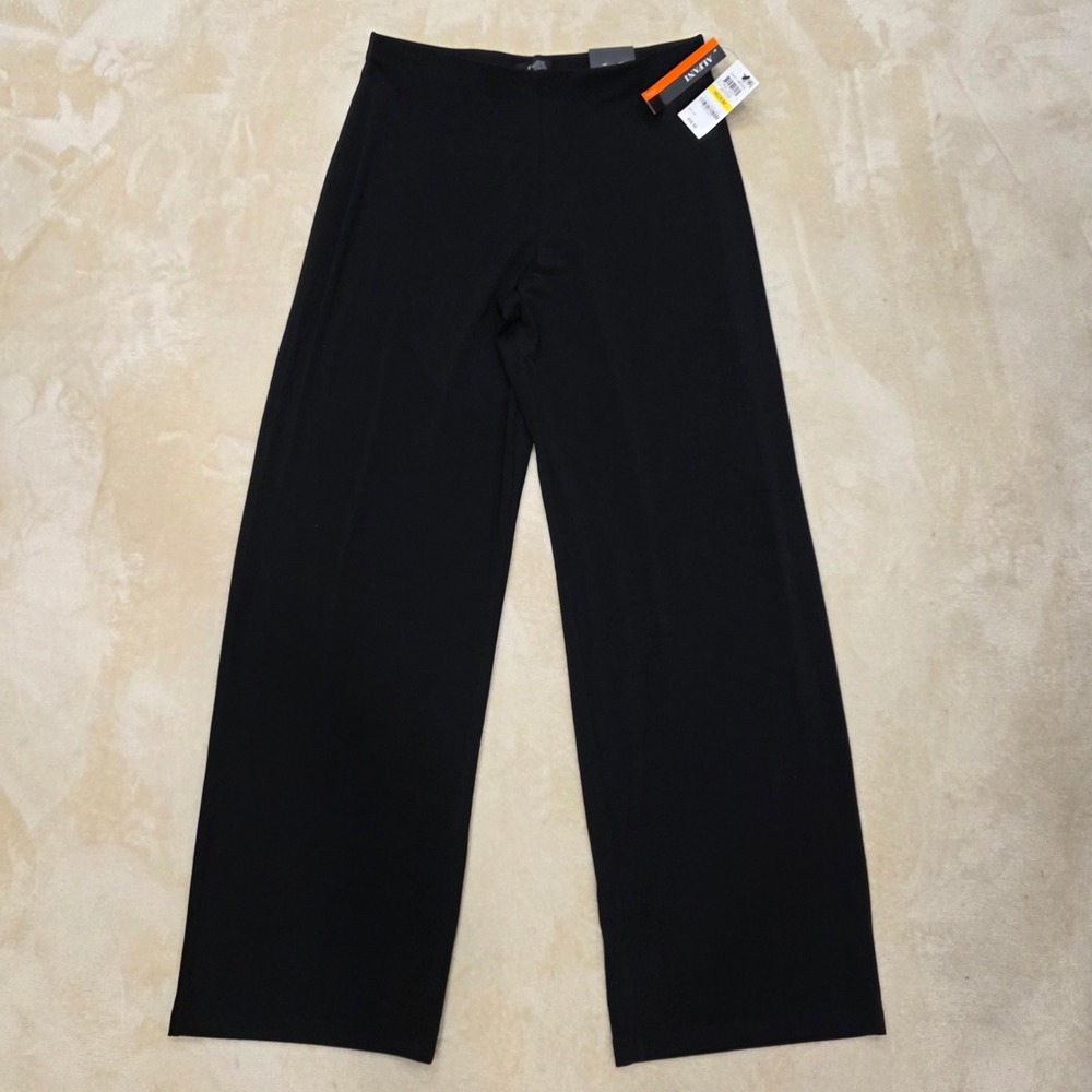 Alfani Womens Wide Leg Pants Medium Deep Black Easy Pieces Knit Pull-On NWT